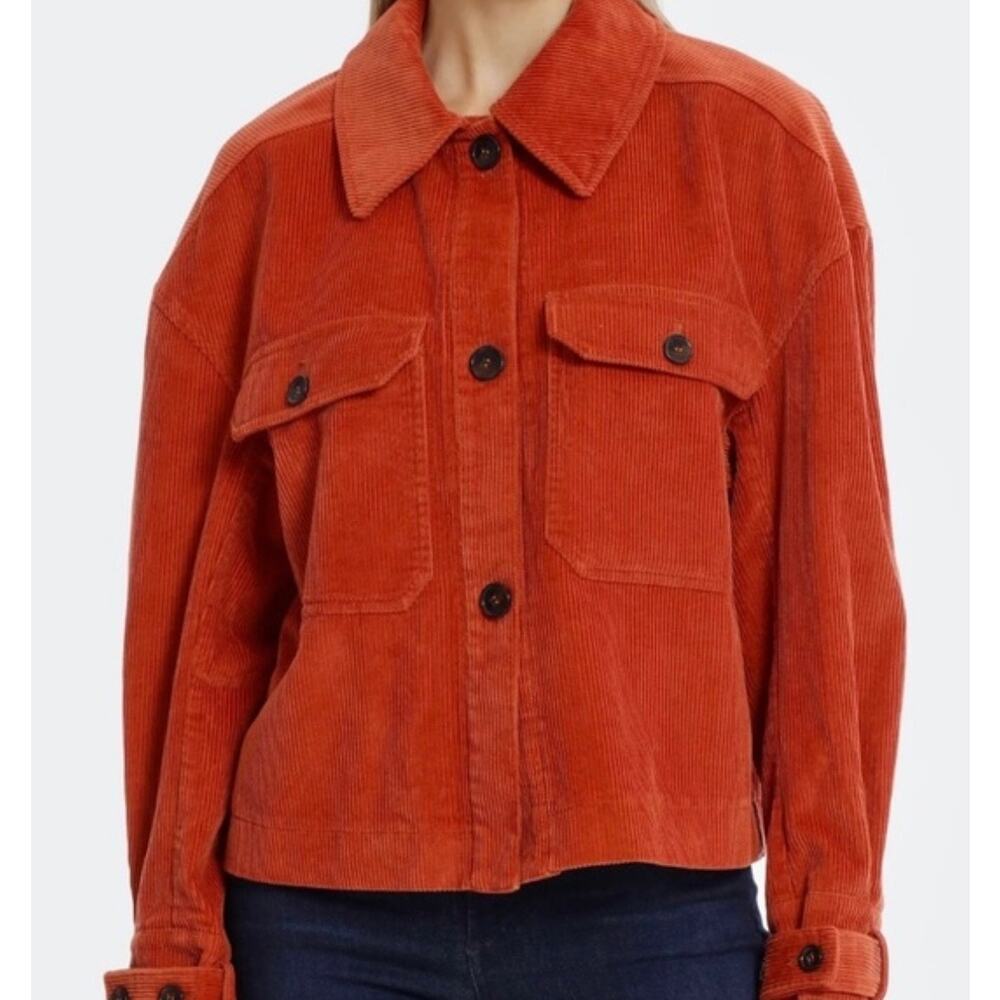 Avec Les Filles Rust Colored Corduroy Cropped Shacket  - size S - OJ